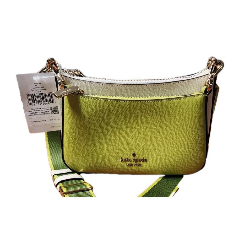 NWT Kate Spade Fern Moss MultiDuet Colorblock Saffiano Leather Crossbody